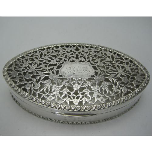 CHESTER SILVER OVAL JEWELLERY OR POTPOURRI BOX RETAILED BY ASPERY - ADDITIONAL PHOTO 1