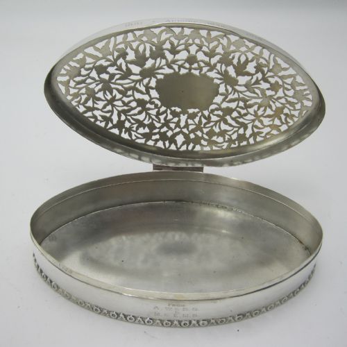 CHESTER SILVER OVAL JEWELLERY OR POTPOURRI BOX RETAILED BY ASPERY - ADDITIONAL PHOTO 3