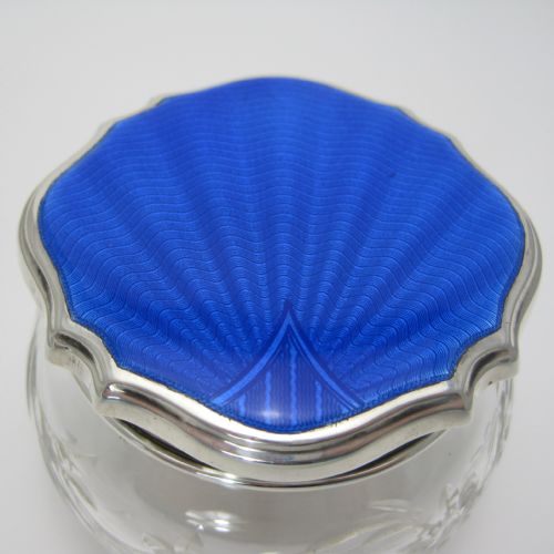 SILVER AND DARK BLUE GILLOCHE ENAMEL DRESSING JAR - ADDITIONAL PHOTO 1