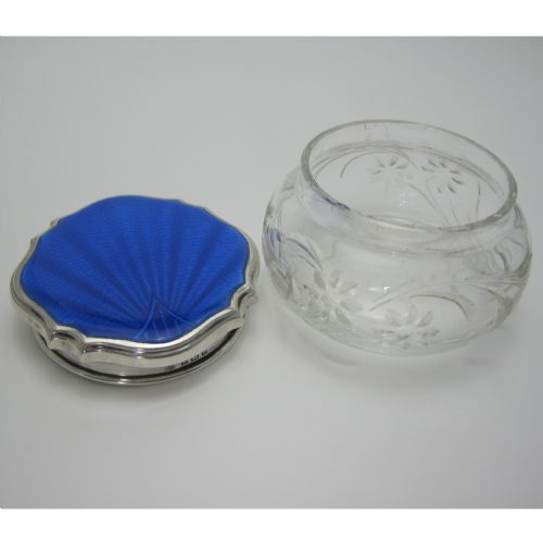 SILVER AND DARK BLUE GILLOCHE ENAMEL DRESSING JAR - ADDITIONAL PHOTO 2