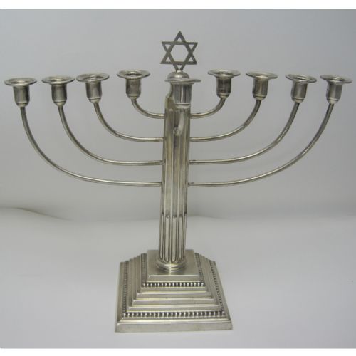 english silver hannukah lamp with nine oil capitals - CATEGORY: ANTIQUE SILVER - DATED 1930