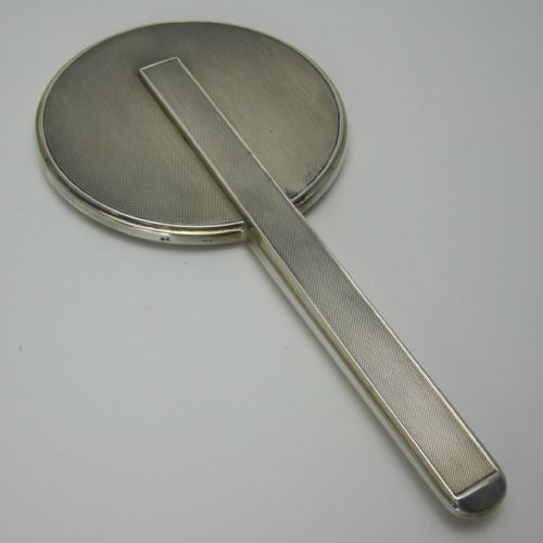 good quality silver art deco style hand mirror in a circular form - CATEGORY: ANTIQUE SILVER - DATED 1930