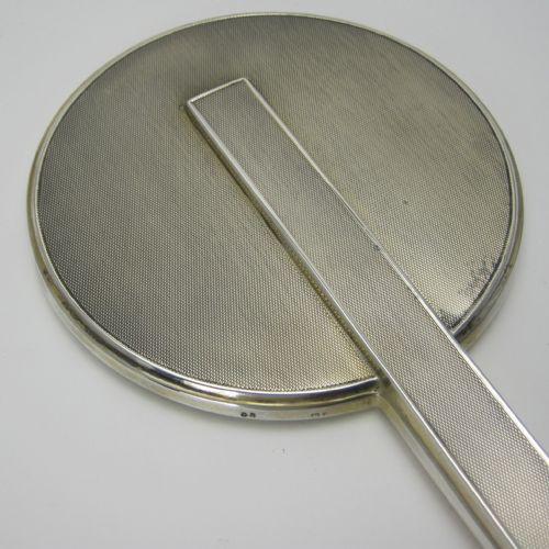 GOOD QUALITY SILVER ART DECO STYLE HAND MIRROR IN A CIRCULAR FORM - ADDITIONAL PHOTO 1