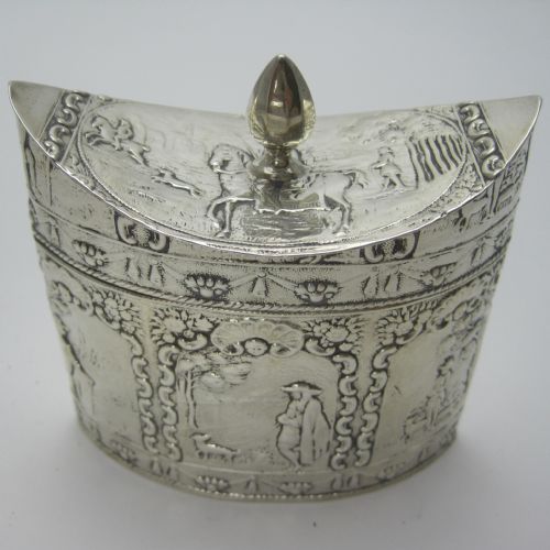 UNUSUAL OVAL LATE VICTORIAN DUTCH SILVER TEA CADDY - ADDITIONAL PHOTO 1
