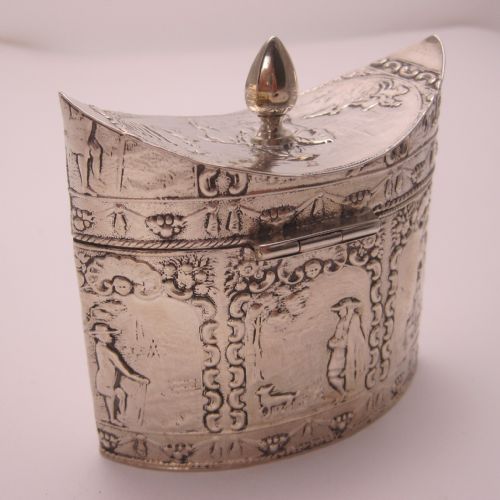 UNUSUAL OVAL LATE VICTORIAN DUTCH SILVER TEA CADDY - ADDITIONAL PHOTO 2