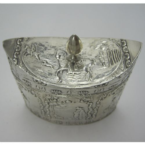 UNUSUAL OVAL LATE VICTORIAN DUTCH SILVER TEA CADDY - ADDITIONAL PHOTO 3