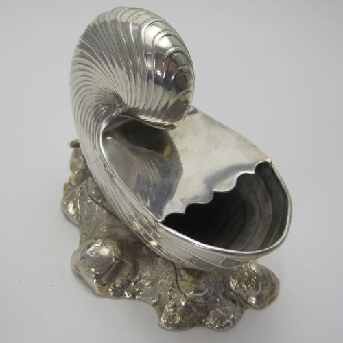 VICTORIAN SILVER PLATED NAUTILUS SHELL STYLE SPOON WARMER - ADDITIONAL PHOTO 2