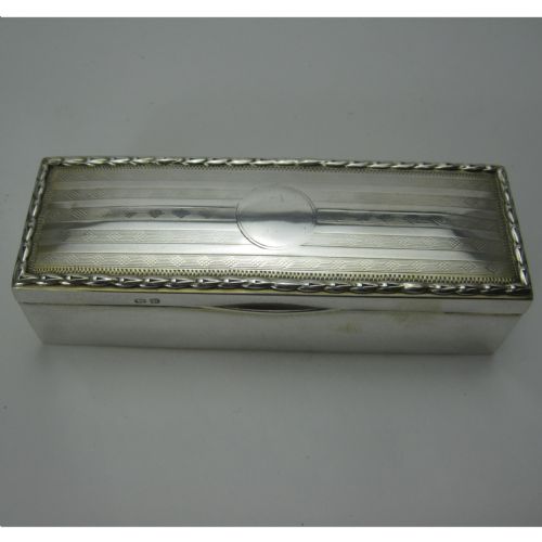 VERY GOOD QUALITY RECTANGULAR SILVER JEWELLERY OR TRINKET BOX - ADDITIONAL PHOTO 1