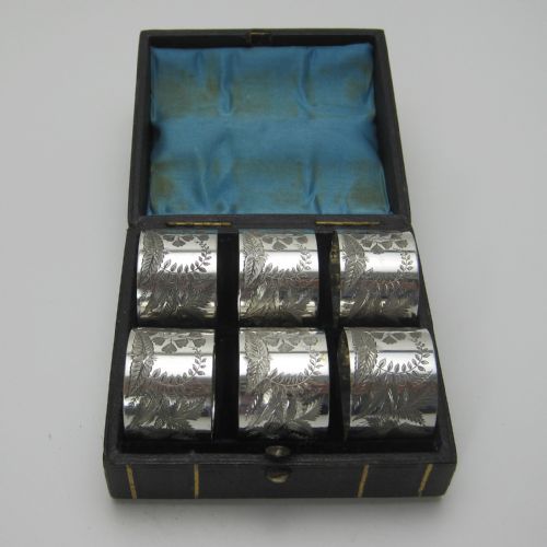 Boxed Set of 6 Victorian Silver Plated Napkin Rings