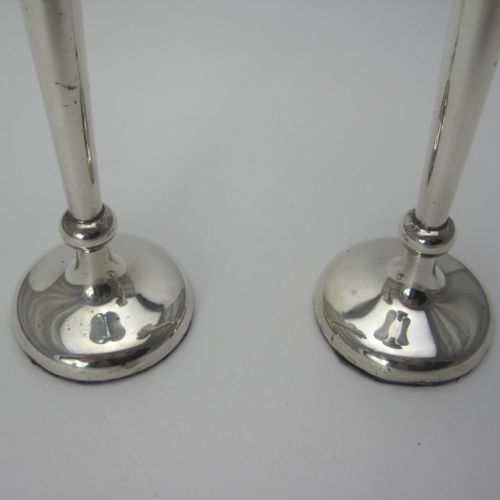 PAIR OF SILVER TRUMPET SHAPED FLOWER VASES - ADDITIONAL PHOTO 2