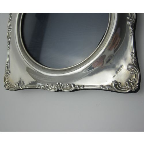 EDWARDIAN SQUARE SILVER PHOTO FRAME WITH CIRCULAR WINDOW - ADDITIONAL PHOTO 2