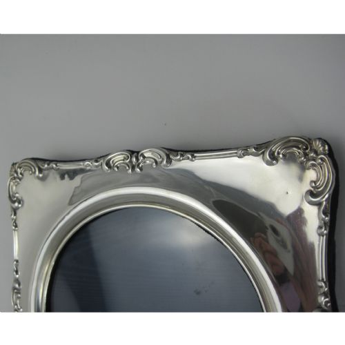 EDWARDIAN SQUARE SILVER PHOTO FRAME WITH CIRCULAR WINDOW - ADDITIONAL PHOTO 3