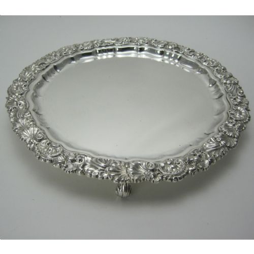 good quality late victorian round silver salver - CATEGORY: ANTIQUE SILVER - DATED 1890
