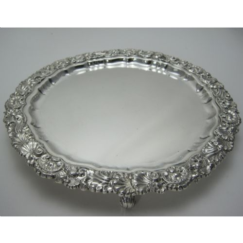 GOOD QUALITY LATE VICTORIAN ROUND SILVER SALVER - ADDITIONAL PHOTO 2
