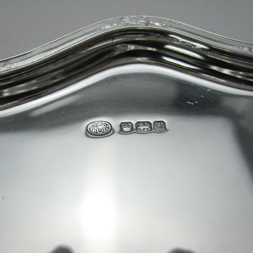 ELEGANT SILVER SALVER WITH A RAISED DELICATE FLORAL BORDER - ADDITIONAL PHOTO 4