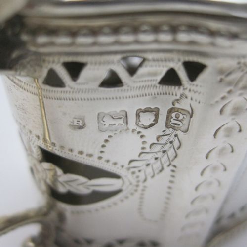 THOMAS BRADBURY SON SILVER MUSTARD POT WITH ORIGINAL BLUE GLASS LINER - ADDITIONAL PHOTO 4
