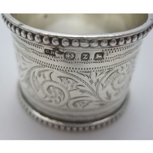 BOXED PAIR OF GOOD QUALITY CIRCULAR VICTORIAN SILVER NAPKIN RINGS - ADDITIONAL PHOTO 3