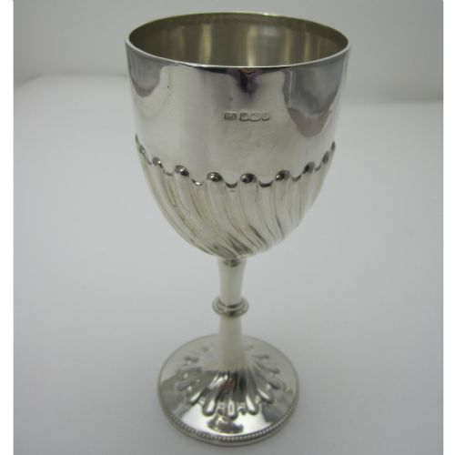 edwardian silver goblet with a plain and spiral embossed bowl - CATEGORY: ANTIQUE SILVER - DATED 1900