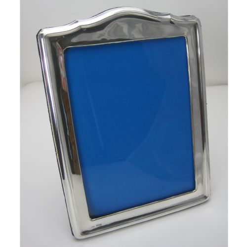 smart plain large silver photo frame with blue velvet back - CATEGORY: ANTIQUE SILVER - DATED 1910