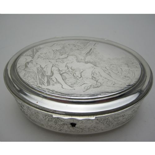 VICTORIAN FRENCH SILVER PLATED OVAL JEWELLERY OR TRINKET BOX - ADDITIONAL PHOTO 1