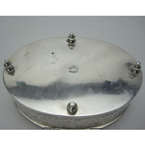 VICTORIAN FRENCH SILVER PLATED OVAL JEWELLERY OR TRINKET BOX - ADDITIONAL PHOTO 4