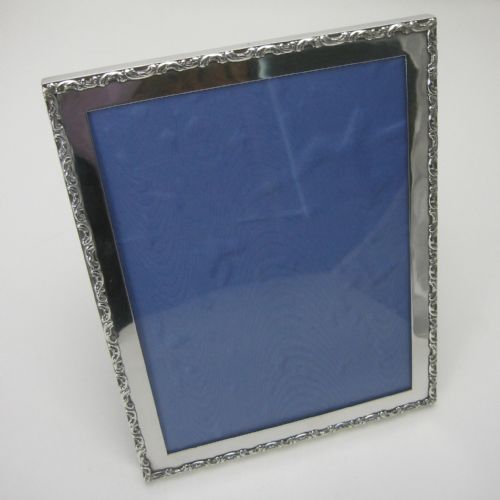 good quality edwardian silver photo frame with cast scroll border - CATEGORY: ANTIQUE SILVER - DATED 1910