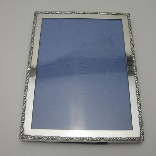 GOOD QUALITY EDWARDIAN SILVER PHOTO FRAME WITH CAST SCROLL BORDER - ADDITIONAL PHOTO 1