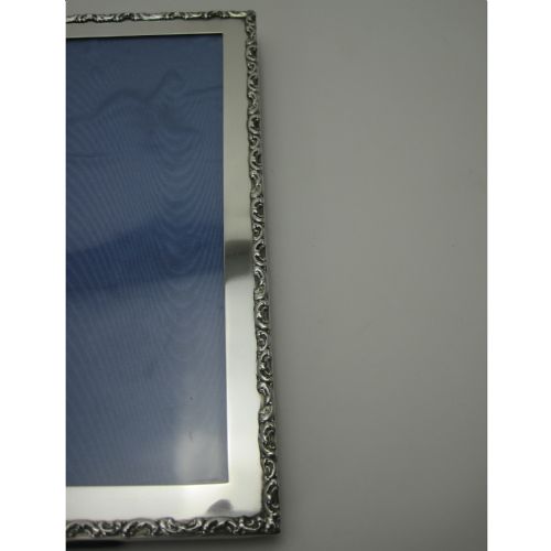 GOOD QUALITY EDWARDIAN SILVER PHOTO FRAME WITH CAST SCROLL BORDER - ADDITIONAL PHOTO 2