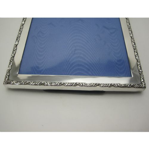 GOOD QUALITY EDWARDIAN SILVER PHOTO FRAME WITH CAST SCROLL BORDER - ADDITIONAL PHOTO 3