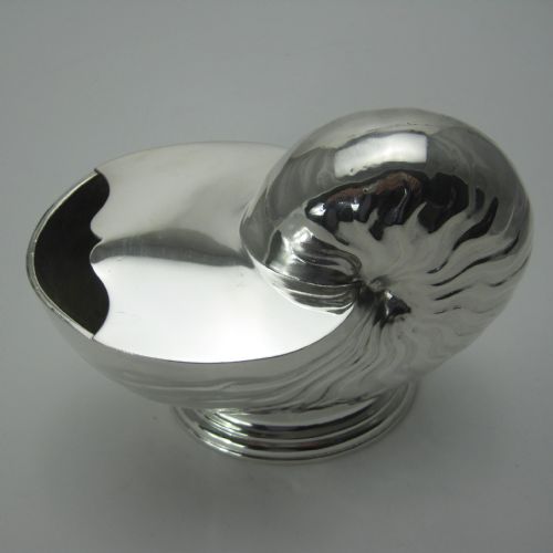 VICTORIAN NAUTILUS SHELL SHAPED SILVER PLATED SPOON WARMER - ADDITIONAL PHOTO 1