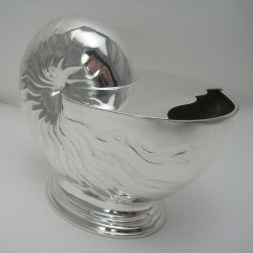 VICTORIAN NAUTILUS SHELL SHAPED SILVER PLATED SPOON WARMER - ADDITIONAL PHOTO 2