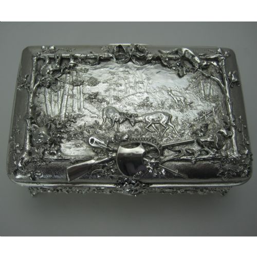 VICTORIAN ELECTRO FORMED LARGE SILVER PLATED JEWELLERY CASKET BOX - ADDITIONAL PHOTO 4