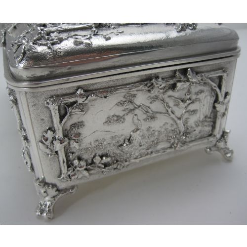 VICTORIAN ELECTRO FORMED LARGE SILVER PLATED JEWELLERY CASKET BOX - ADDITIONAL PHOTO 6
