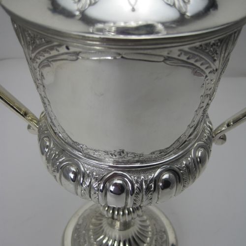 IMPRESSIVE VICTORIAN SILVER PLATED TROPHY CUP AND COVER - ADDITIONAL PHOTO 4