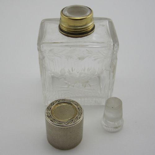 PRETTY WILLIAM COMYNS SON SILVER AND GLASS PERFUME BOTTLE - ADDITIONAL PHOTO 3