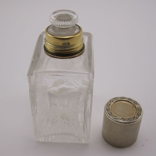 PRETTY WILLIAM COMYNS SON SILVER AND GLASS PERFUME BOTTLE - ADDITIONAL PHOTO 5