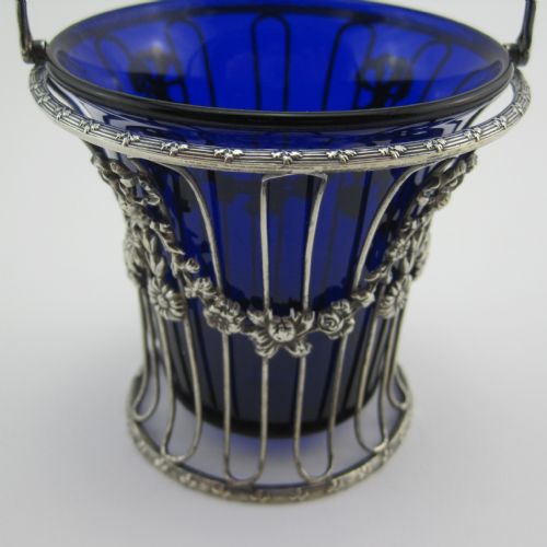 CHESTER SILVER EDWARDIAN SUGAR BASKET WITH CAST FLORAL SWING HANDLE - ADDITIONAL PHOTO 2