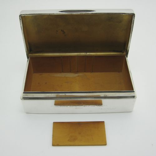 INSCRIBED RECTANGULAR SILVER TRINKET OR CIGARETTE BOX - ADDITIONAL PHOTO 2