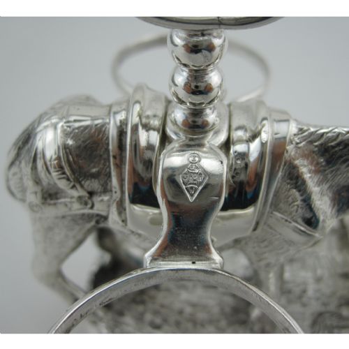 VICTORIAN CAST NOVELTY SILVER PLATED CRUET SET WITH STANDING DONKEY - ADDITIONAL PHOTO 2