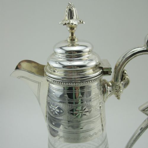 VICTORIAN SILVER PLATED CLARET JUG WITH CORK BAYONET STYLE STOPPER - ADDITIONAL PHOTO 1
