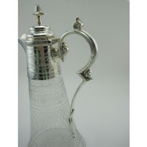 VICTORIAN SILVER PLATED CLARET JUG WITH CORK BAYONET STYLE STOPPER - ADDITIONAL PHOTO 2