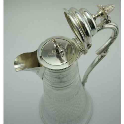 VICTORIAN SILVER PLATED CLARET JUG WITH CORK BAYONET STYLE STOPPER - ADDITIONAL PHOTO 3