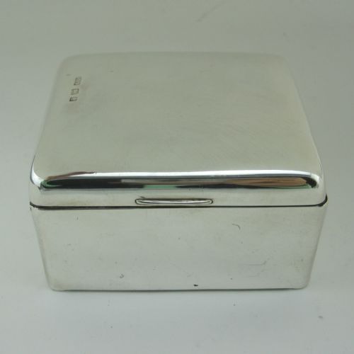 plain edwardian silver square trinket or cigarette box - CATEGORY: ANTIQUE SILVER - DATED 1900