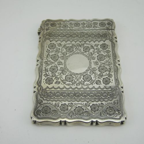 victorian shaped rectangular silver visiting card case - CATEGORY: ANTIQUE SILVER - DATED 1890