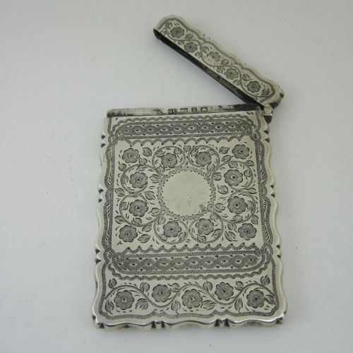 VICTORIAN SHAPED RECTANGULAR SILVER VISITING CARD CASE - ADDITIONAL PHOTO 1
