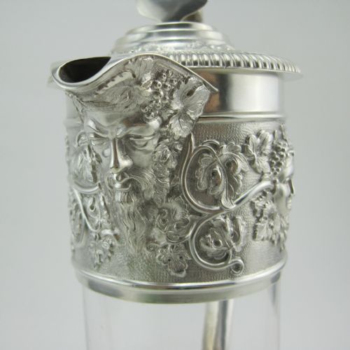 VICTORIAN SILVER CLARET JUG WITH HINGED LID LION AND SHIELD FINIAL - ADDITIONAL PHOTO 4