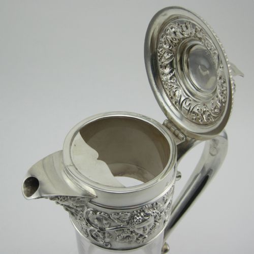 VICTORIAN SILVER CLARET JUG WITH HINGED LID LION AND SHIELD FINIAL - ADDITIONAL PHOTO 7