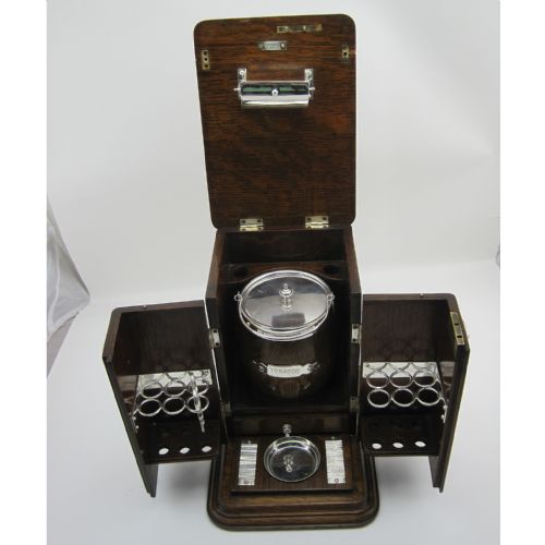 victorian oak and silver plated cigar or tobacco locking box - CATEGORY: ANTIQUE BOXES - DATED 1890