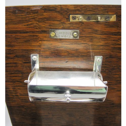 VICTORIAN OAK AND SILVER PLATED CIGAR OR TOBACCO LOCKING BOX - ADDITIONAL PHOTO 2