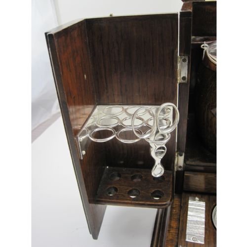 VICTORIAN OAK AND SILVER PLATED CIGAR OR TOBACCO LOCKING BOX - ADDITIONAL PHOTO 5